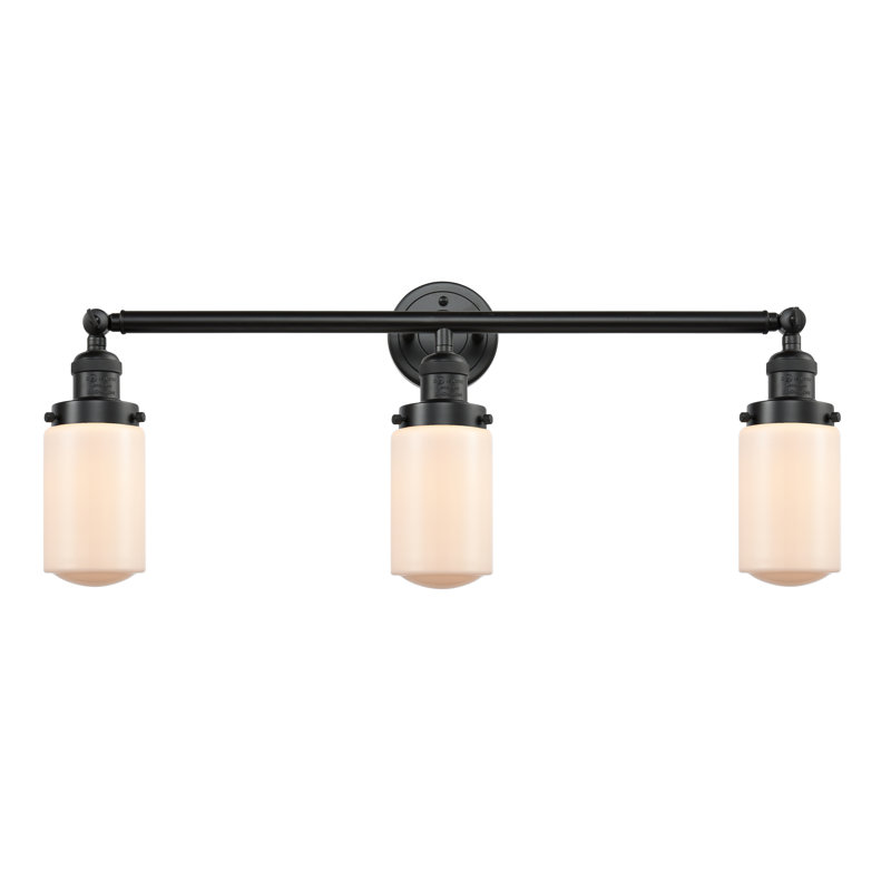 Éclairage pour salle de bain 3 lumières Saroyan, Ampoule incandescente rétro de 60 watts, Blanc mat, Noir mat
