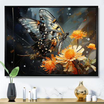 " Yellow Black Butterfly Haven " Mixed Media Print