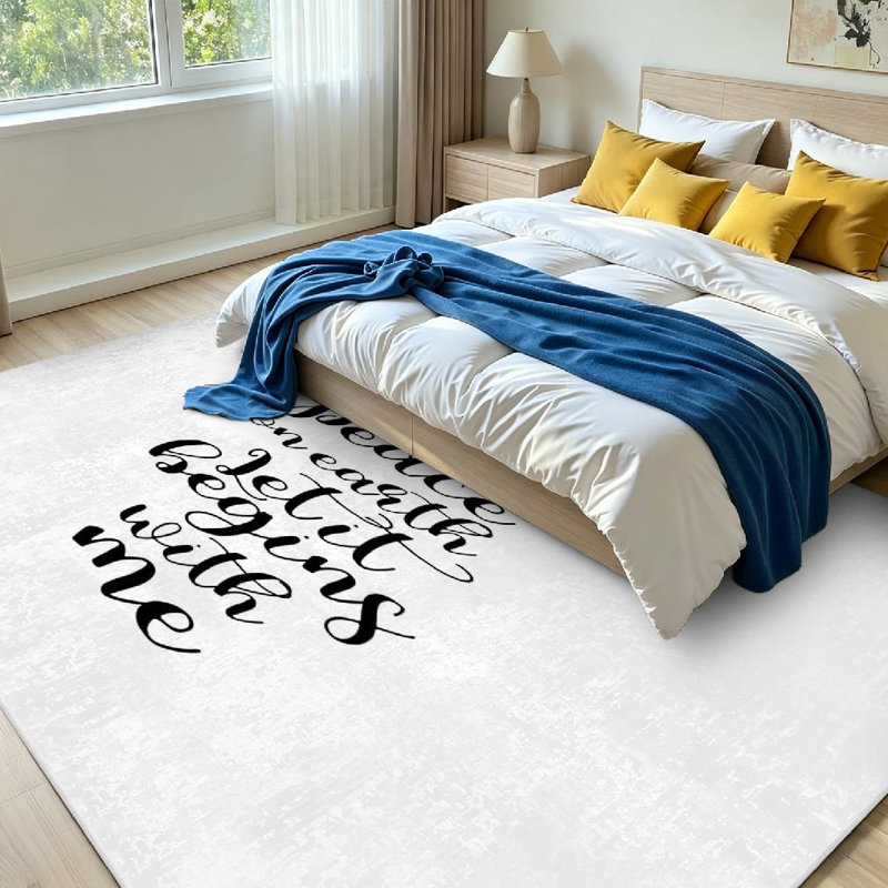 Tapis noir noir lavable à la machine, Rectangle 71 po x 98 po