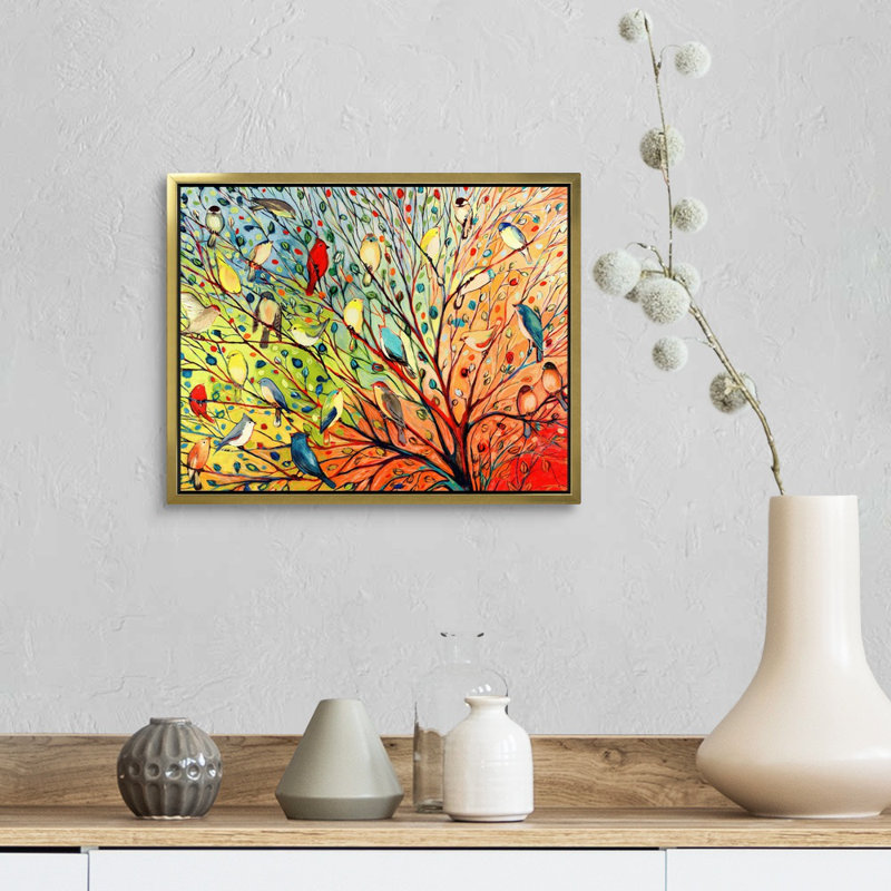 «Twenty Seven Birds», reproduction d'impression, Impression encadrée sans passe-partout, H 13 po x l 16 po, Doré