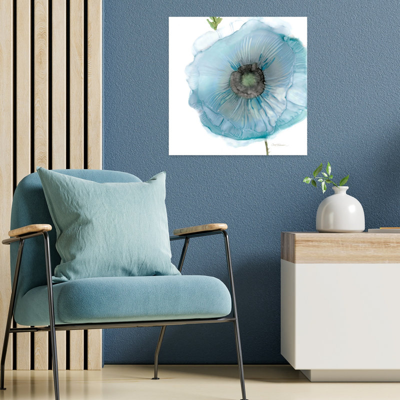 Art mural abstrait irisé bleu coquelicot II, H 18 po x l 18 po