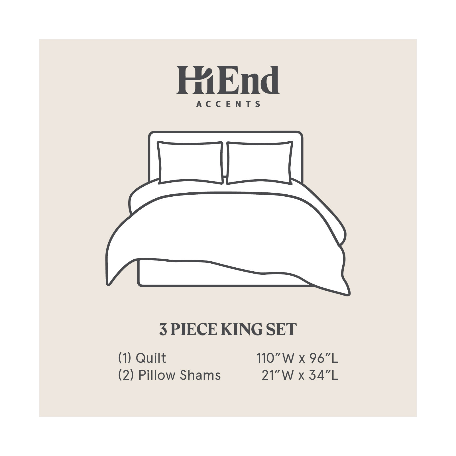 Riggi Pintuck Silky Soft Modern Contemporary Quilt Set, Ivory, King Quilt + 2 King Shams