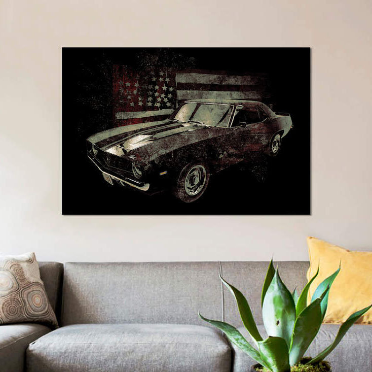 «American Muscle Car I» par 33 Broken Bones, reproduction de photo sur toile tendue, H 40 po x l 60 po x P 1,5 po