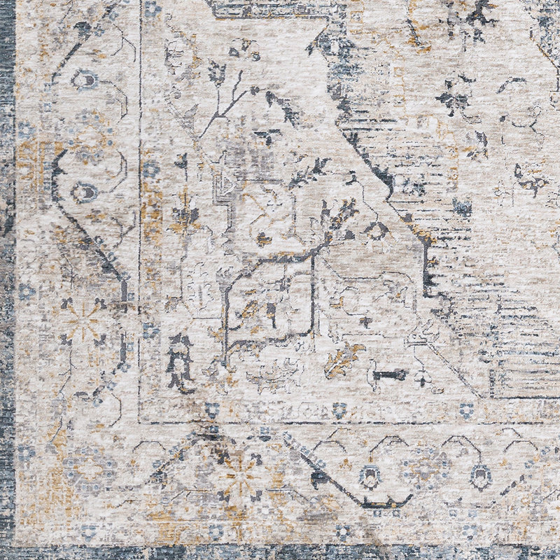 Tapis oriental gris / denim Fleener, Rectangle 2 pi 7 po x 4 pi