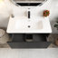 Meuble-lavabo flottant mural 36 po avec lavabo en céramique blanche