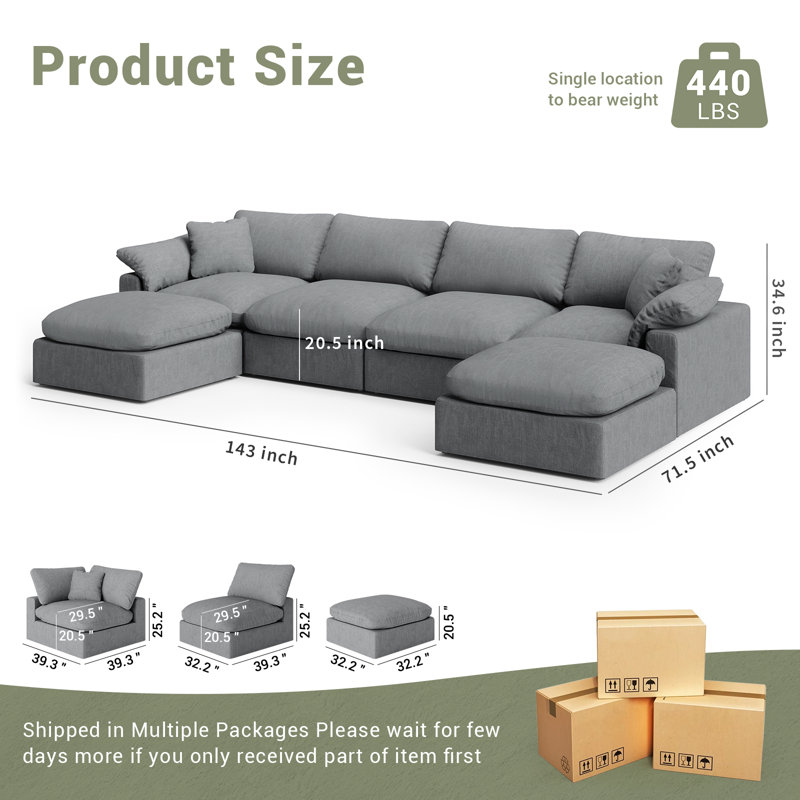 Canapé modulaire surdimensionné Cloud, Polyester gris