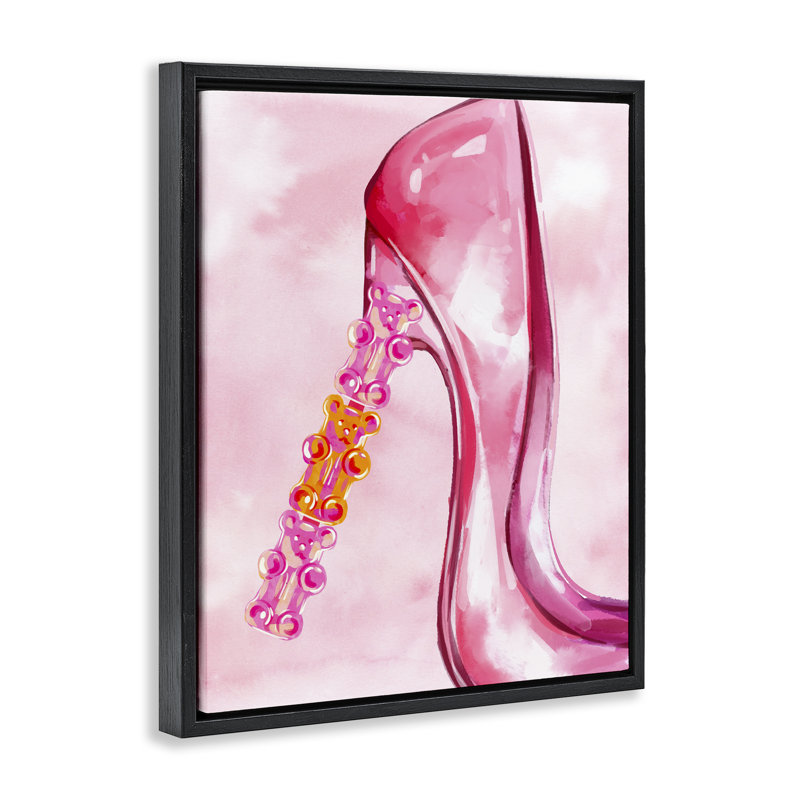 «Candy Bear Heel» par Ziwei Li, Cadre flottant noir de jais, H 21 po x l 17 po