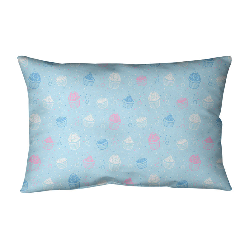 Housse de coussin rectangulaire extérieure Katelyn Elizabeth Cupcake, 21,5 po x 31 po, Bleu; mauve