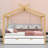 Molik Full Size Wood House Bed with Twin Size Trundle and 4 Shelves