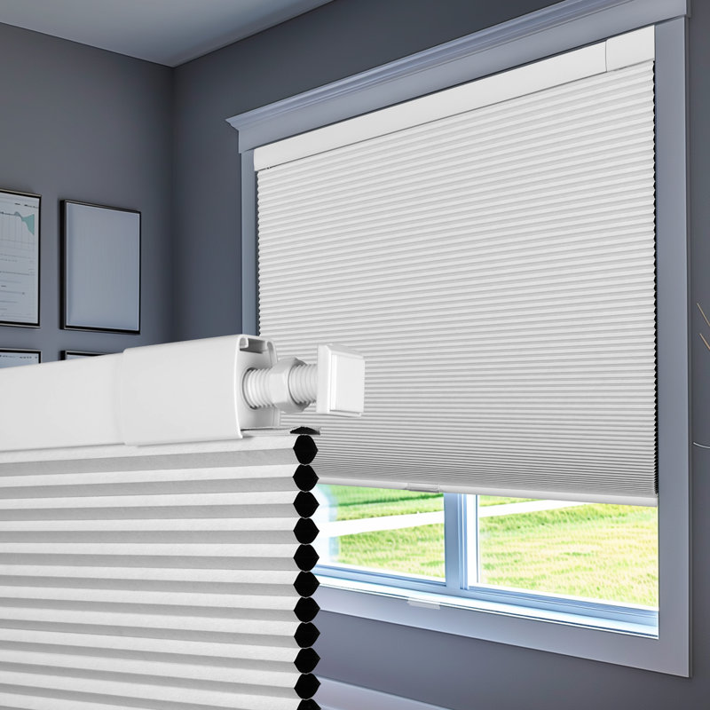  No Drill No Tools Cellular Shades Color Matched Cordless Honeycomb Blinds Easy to Install Cellular Blinds for Windows, Light Filtering White,