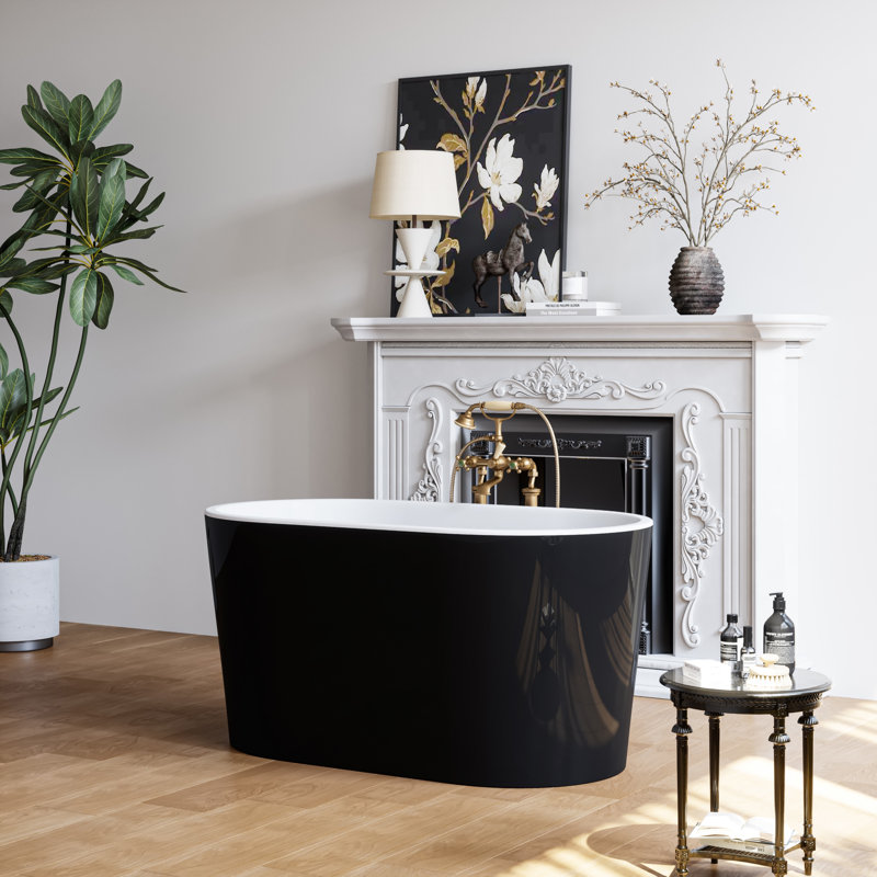 Selene 47'' Black Freestanding Acrylic Soaking Bathtub