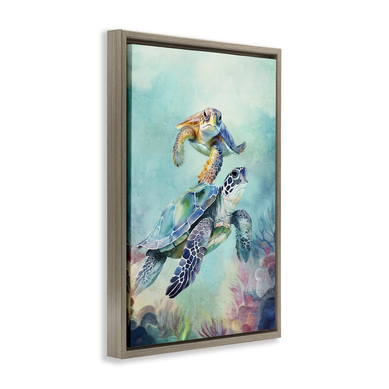 Toile flottante sous-marine, art par Kim Allen, H 25 po x l 17 po, Cadre flottant orme Montalcino