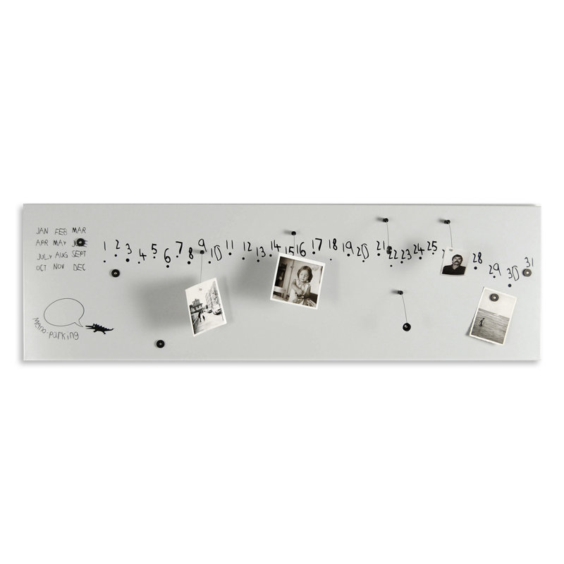 Perpetual Calendar Magnetic Wall Mounted Photo Memo Board, White