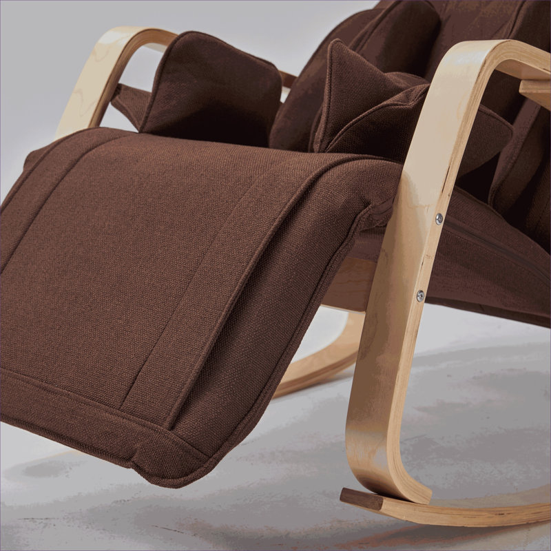 Pour la détente dans le salon, fauteuil inclinable berçant de massage en lin de couleur brune avec angles réglables