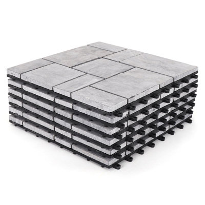12'' L x 12'' W Stone Interlocking Deck Tile