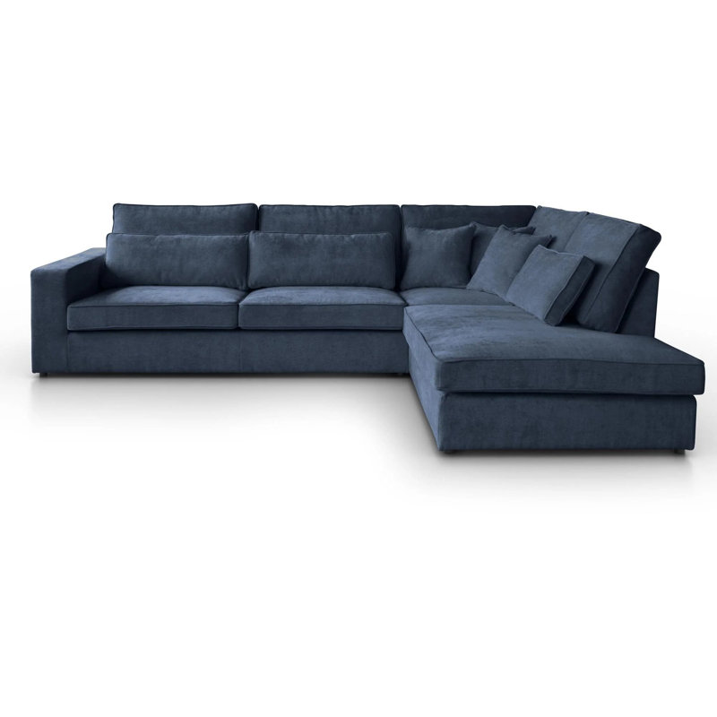 Qualee 6 Seater Sofa & Chaise, Right Hand Facing, Dark Blue