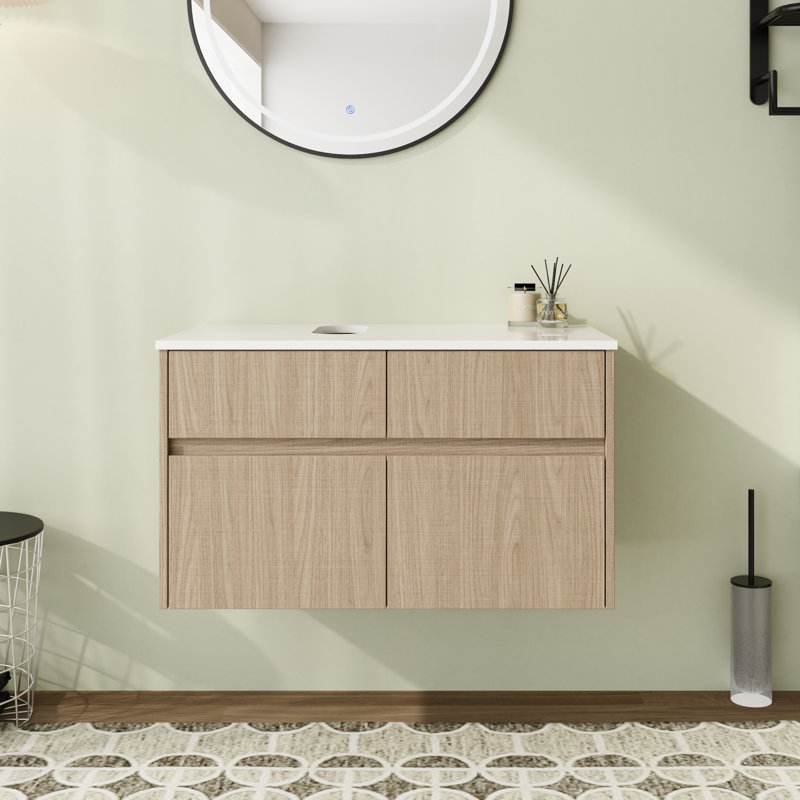 Base de meuble-lavabo simple 32 po Drathe, Noyer Bouguer