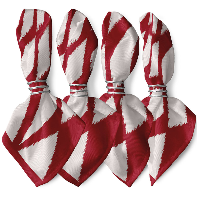 Alexina Polyester Geometric Square Napkin, Red