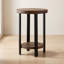 Table de bout ronde 20 po en pin massif avec tablette ouverte