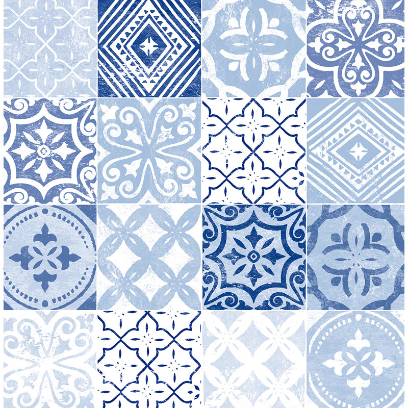 Tilework 18' L x 20.5" W Peel and Stick Wallpaper Roll, Glacier Blue