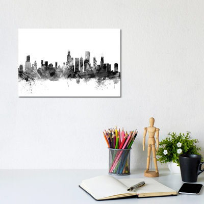 Chicago, Illinois In Black & White by Michael Tompsett - Wrapped Canvas Gallery-Wrapped Canvas Giclée