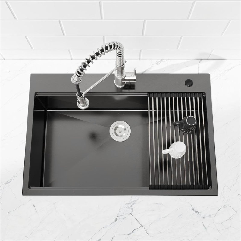 Évier de cuisine 36 po x 19 po multifonctionnel encastré à la main en acier inoxydable S304