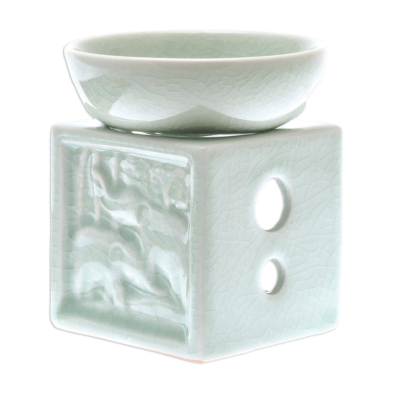 Réchaud à huile en céramique Fade Elephant Jungle Celadon