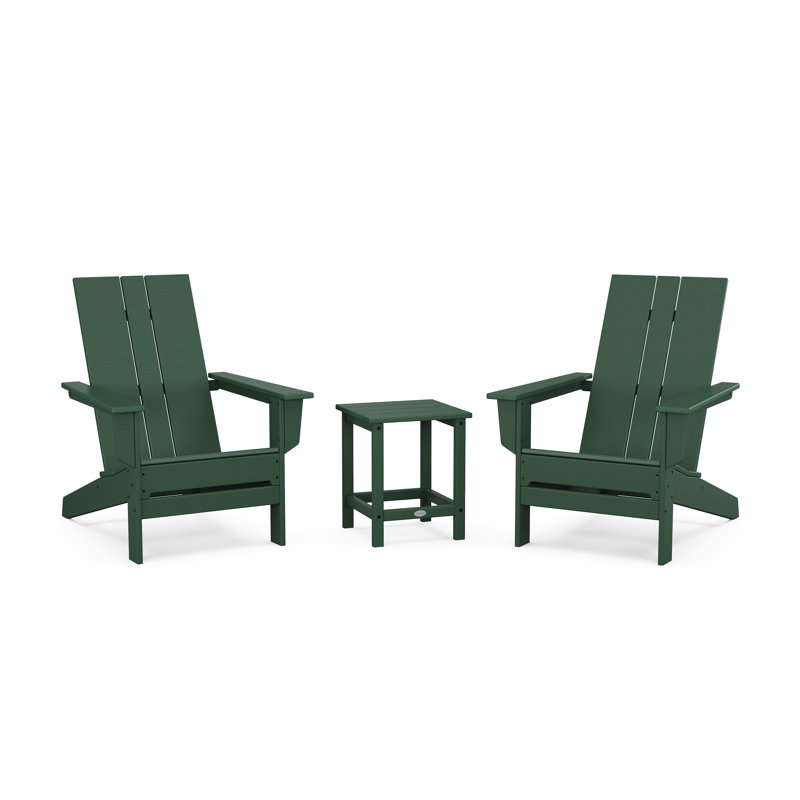 POLYWOOD x ALLModern Outdoor Adirondack Chair With Table, Green