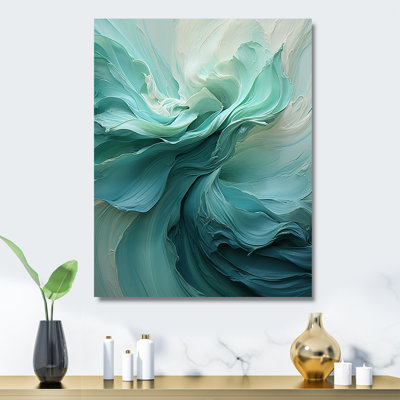 Green And White Soft Ink Spirals - Abstract Spirals Metal Wall Art