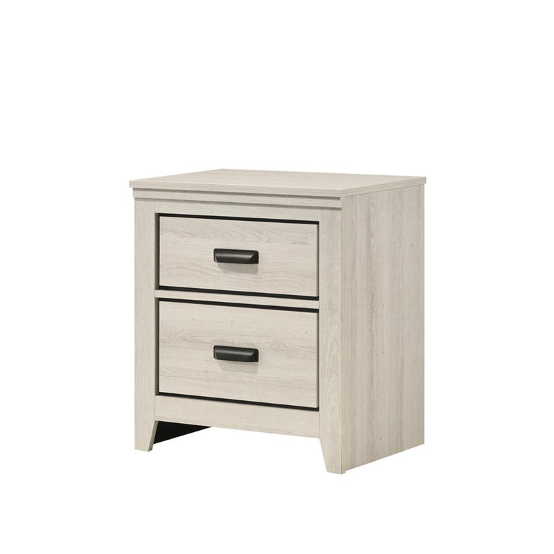 Javas 2 - Drawer Solid Wood Nightstand, Beige