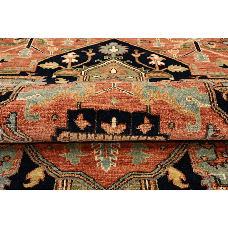 High-Quality Hand-Knotted Red Area Rug, Rectangle 10' x 14'