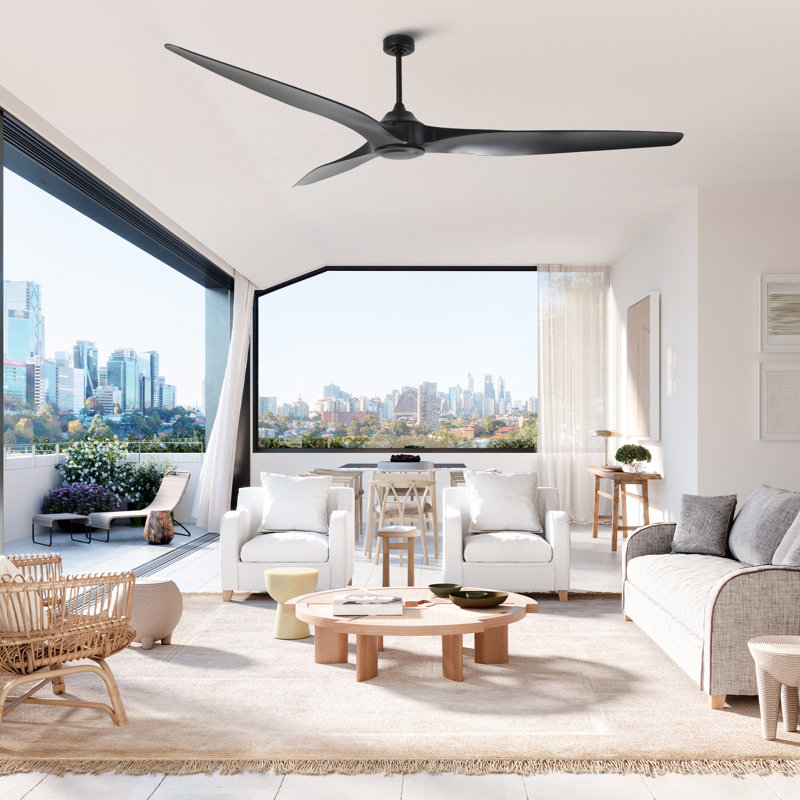 100" Industrial Black HVLS Ceiling Fan with Remote Control, 6-Speed Reversible DC Motor, Extra Large Ceiling Fan without Lights