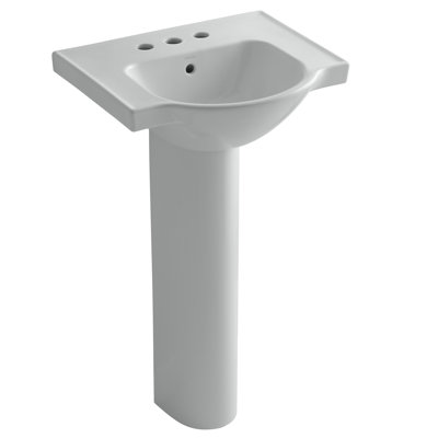Veer Ceramic Pedestal Bathroom Sink with Overflow
