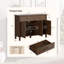 Buffet 47,2 "de large avec 2 tiroirs - Console noire avec tablettes réglables - Crédence de rangement à 3 portes - 5 pieds renforcés-465687058