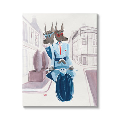 «Au-863», toile «Dogs Moped City Streets On Canvas» par Lucy Marshall, peinture