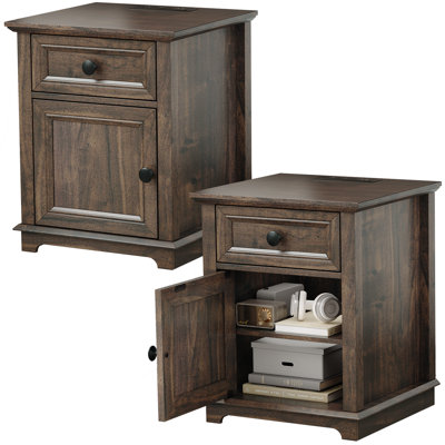 Brittnei 1-Drawer Manufactured Wood Nightstands with Storage and Built-in Outlets