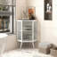 Armoire 22,25 po avec porte en verre trempé et tablettes de rangement pour la salle de bain, le salon et la chambre à coucher