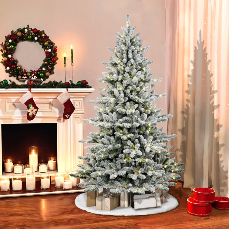 Seasonal LLC 6' Flocked Pre-Lit Bluffton Pine Christmas Tree