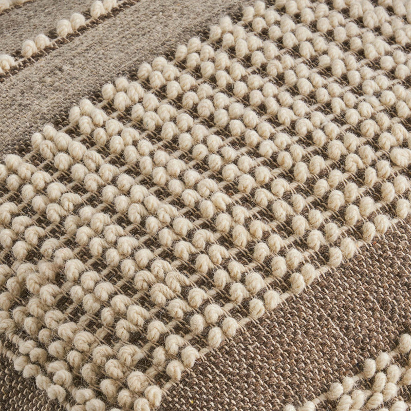 Large Wool and Cotton Pouf with Tufted Design