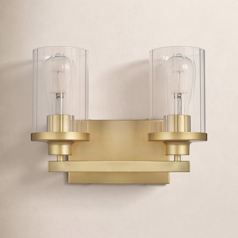 Dariela Dimmable Vanity Light, Brass, 10" H x 12" W x 12" D, 2 Lights