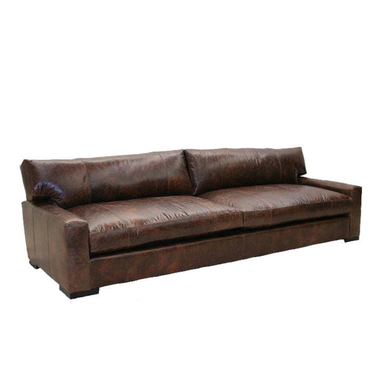 Leather Sofa, Hair Hide Brown/White, Brushy Bayou