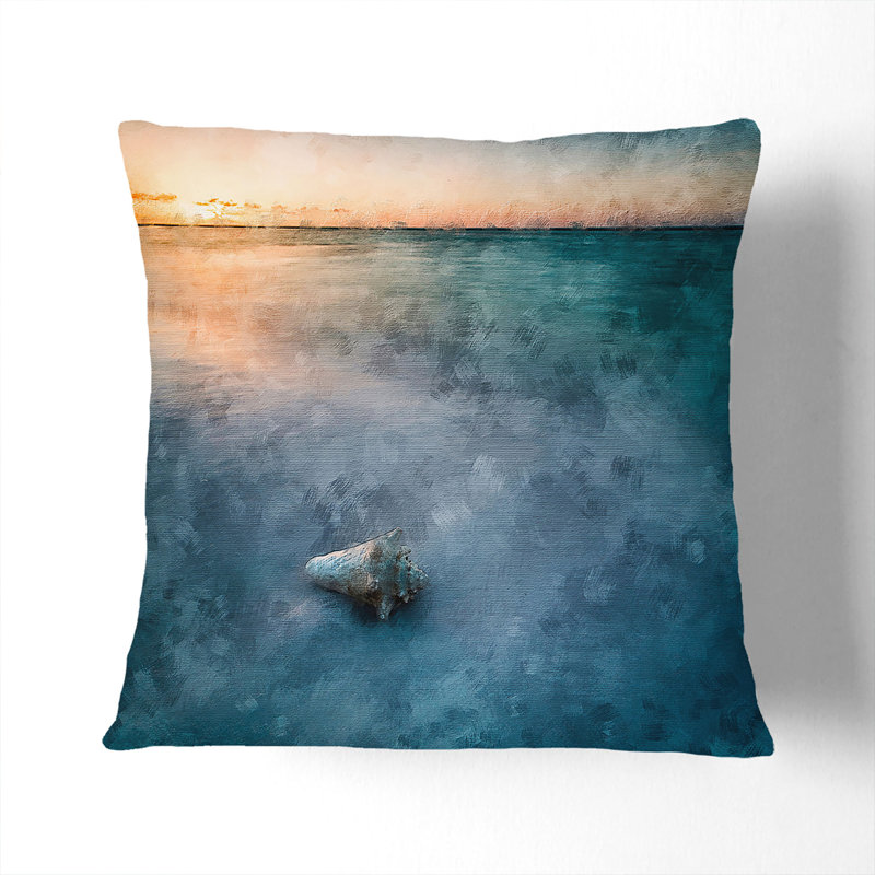 Shell upon the Beach Cushion with Filling, White, 55cm H x 55cm W x 20cm D