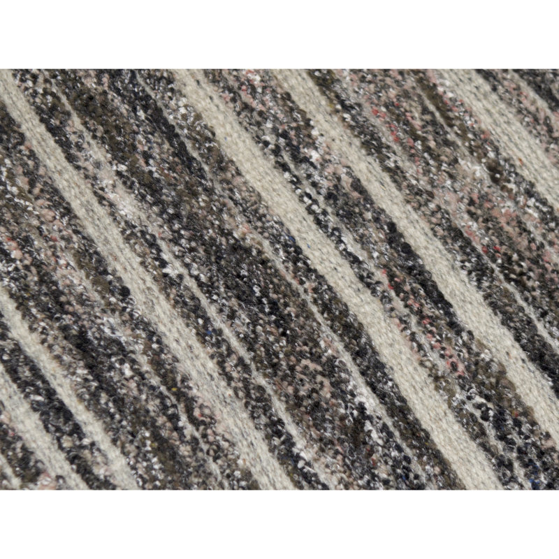Striped Area Rug in Gray/Ivory, Rectangle 9' x 12'