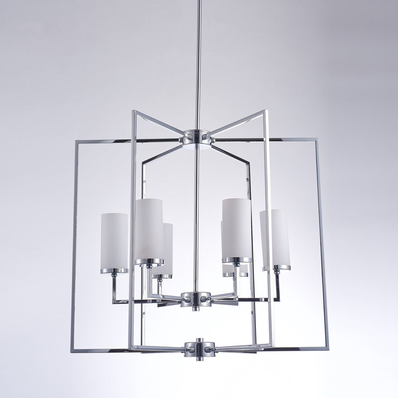 Riva Frosted Glass & Polished Chrome Chandelier