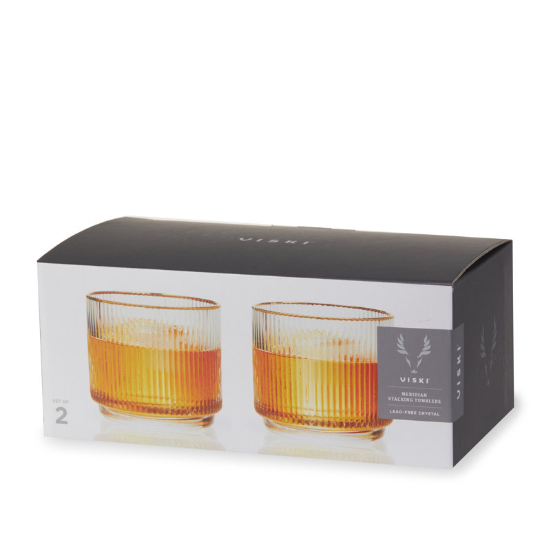 Gold-Rimmed Crystal Lowball Tumblers Set of 2