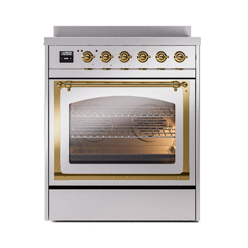 ILVE Nostalgie II Noblesse 30 po à induction, Acier inoxydable / laiton