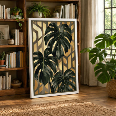 Modern Monstera Study Botanical - Wrapped Canvas