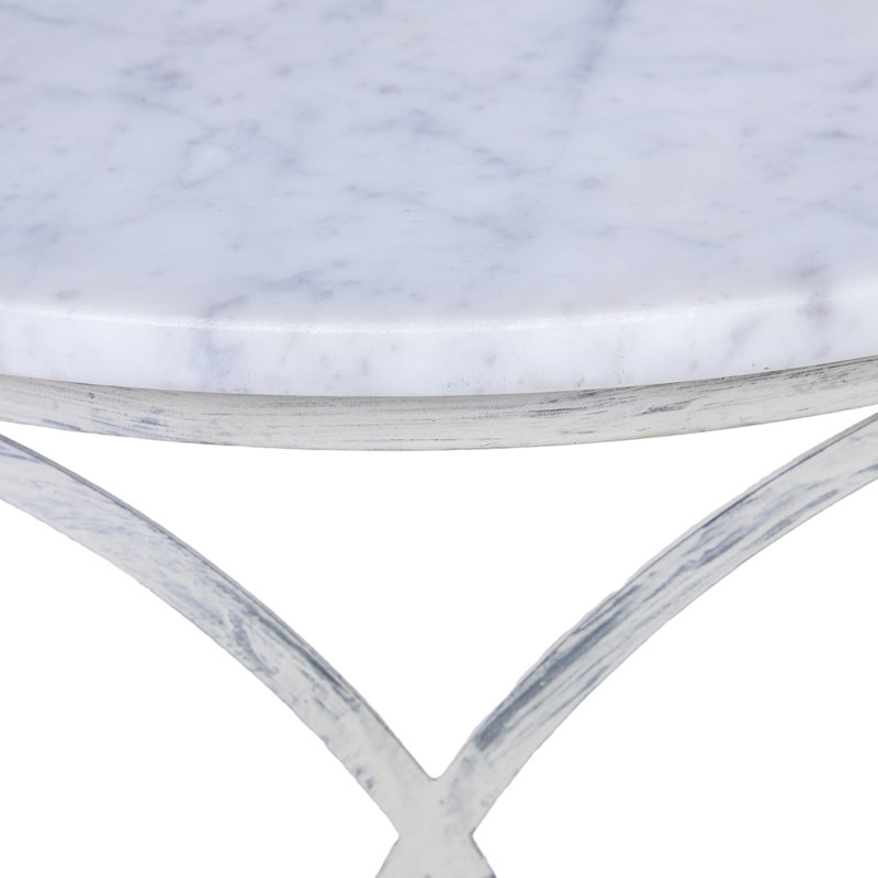 New Orleans Marble Drum End Table, Deep Ocean