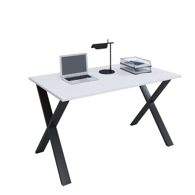 Remey Writing Desk, 76cm H x 110cm W x 50cm D, White/Black