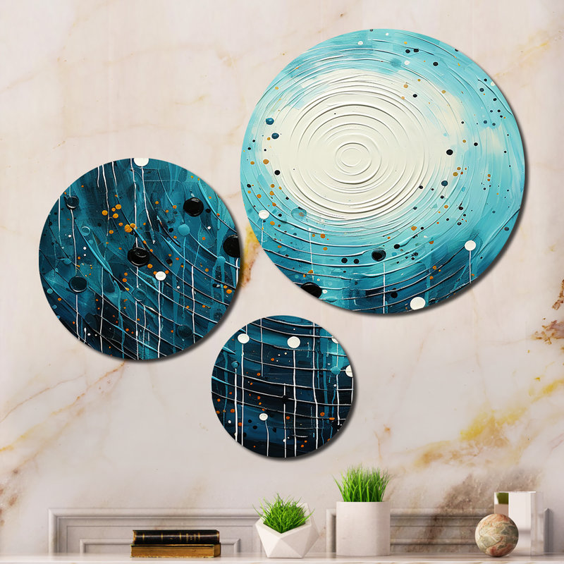 Bleu minimaliste lune II - art mural en métal minimalisme